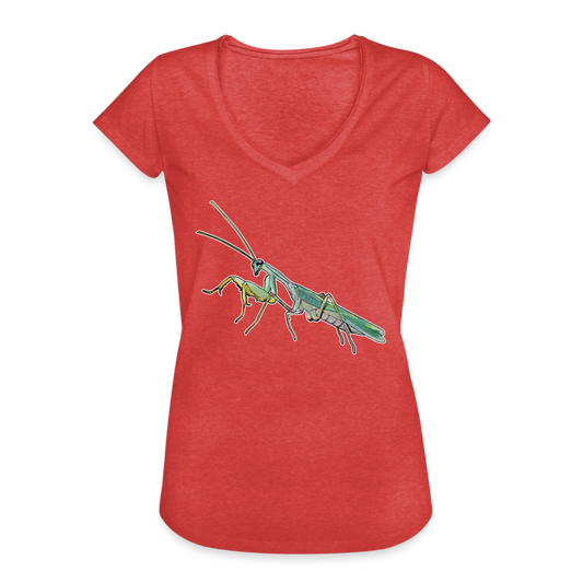 Frauen Vintage T-Shirt Sphodromantis lineola male - Rot meliert
