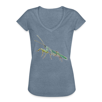 Frauen Vintage T-Shirt Sphodromantis lineola male - Vintage Denim