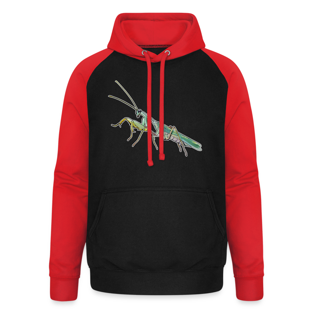 Unisex Baseball Hoodie Sphodromantis lineola male - Schwarz/Rot