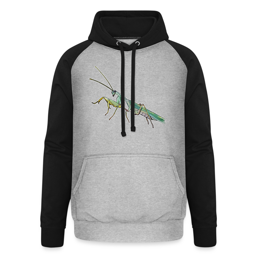 Unisex Baseball Hoodie Sphodromantis lineola male - Grau meliert/Schwarz