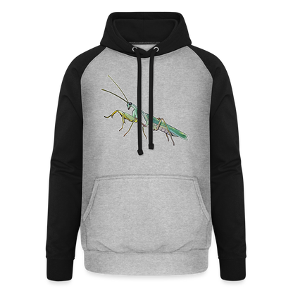 Unisex Baseball Hoodie Sphodromantis lineola male - Grau meliert/Schwarz