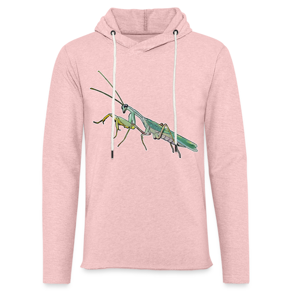 Unisex Kapuzensweatshirt Sphodromantis lineola male - Rosa-Creme meliert