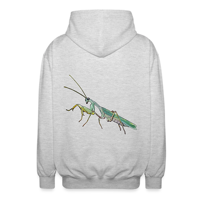 Unisex Zip-Hoodie Sphodromantis lineola male - Hellgrau meliert
