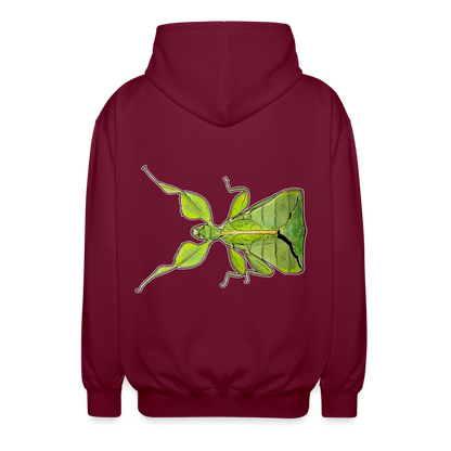 Unisex Zip-Hoodie Phyllium philippinicum female - Bordeaux