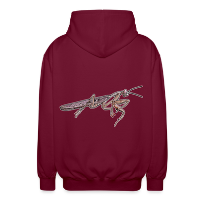 Unisex Zip-Hoodie Rhombodera kirbyi male - Bordeaux
