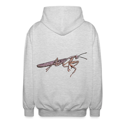 Unisex Zip-Hoodie Rhombodera kirbyi male - Hellgrau meliert