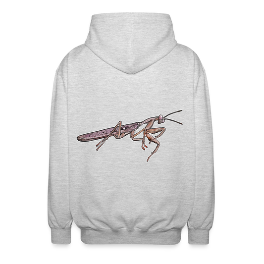 Unisex Zip-Hoodie Rhombodera kirbyi male - Hellgrau meliert