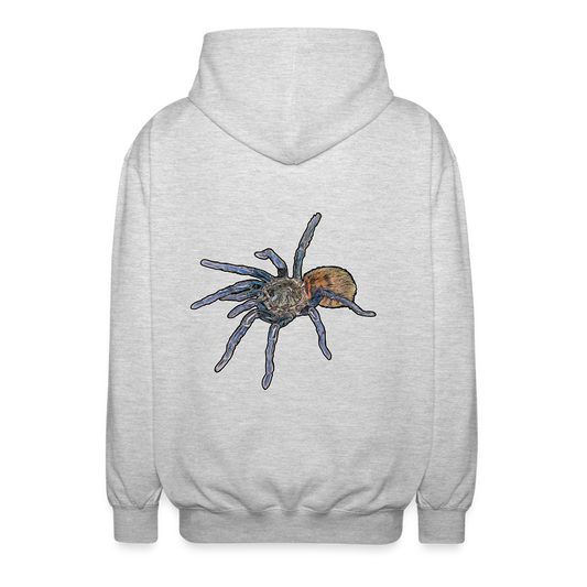 Unisex Zip-Hoodie Chromatopelma cyaneopubescens - Hellgrau meliert
