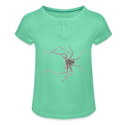 Mädchen-T-Shirt mit Raffungen Euphrynichus bacillifer - Mintgrün