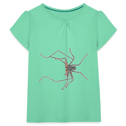 Mädchen-T-Shirt mit Raffungen Euphrynichus bacillifer - Mintgrün