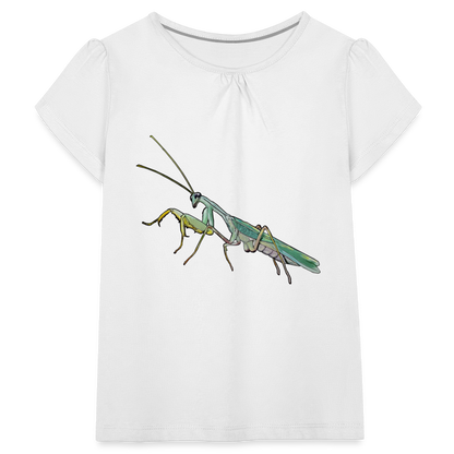 Mädchen-T-Shirt mit Raffungen Sphodromantis lineola male - weiß