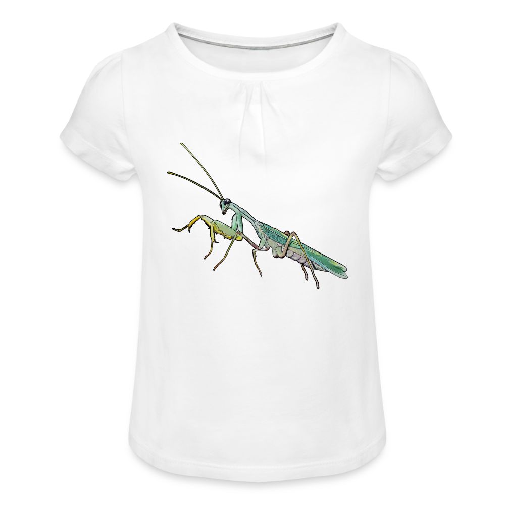 Mädchen-T-Shirt mit Raffungen Sphodromantis lineola male - weiß