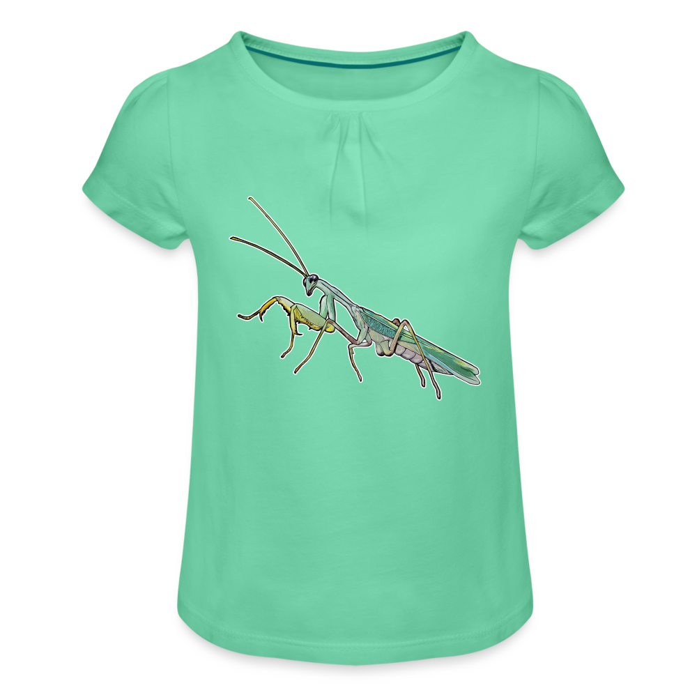 Mädchen-T-Shirt mit Raffungen Sphodromantis lineola male - Mintgrün