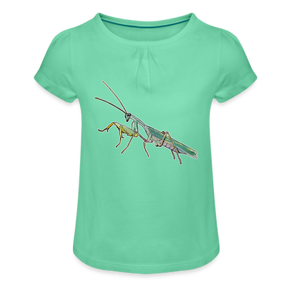 Mädchen-T-Shirt mit Raffungen Sphodromantis lineola male - Mintgrün