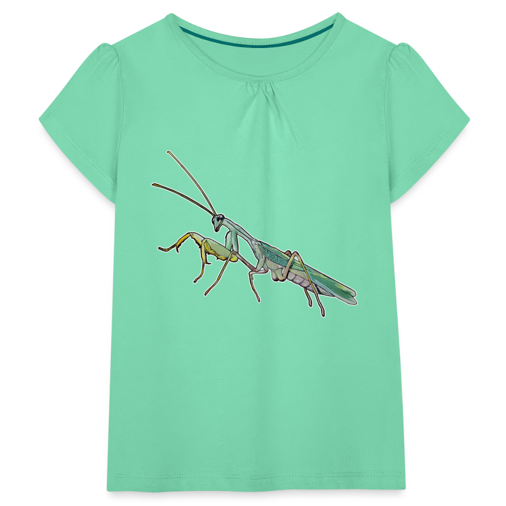 Mädchen-T-Shirt mit Raffungen Sphodromantis lineola male - Mintgrün