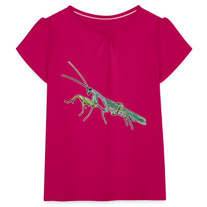 Mädchen-T-Shirt mit Raffungen Sphodromantis lineola male - Fuchsia
