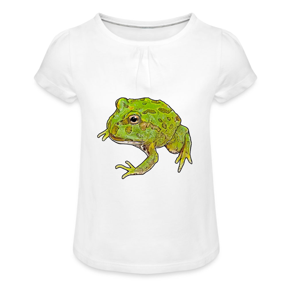 Mädchen-T-Shirt mit Raffungen Ceratophrys cranwelli Peppermint Blue - weiß