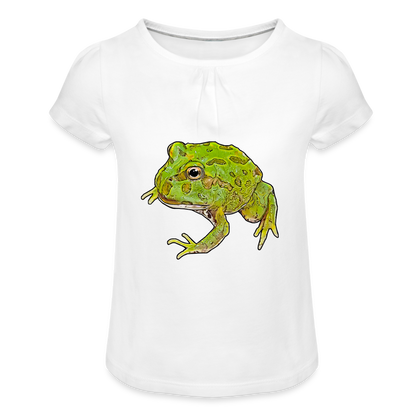 Mädchen-T-Shirt mit Raffungen Ceratophrys cranwelli Peppermint Blue - weiß