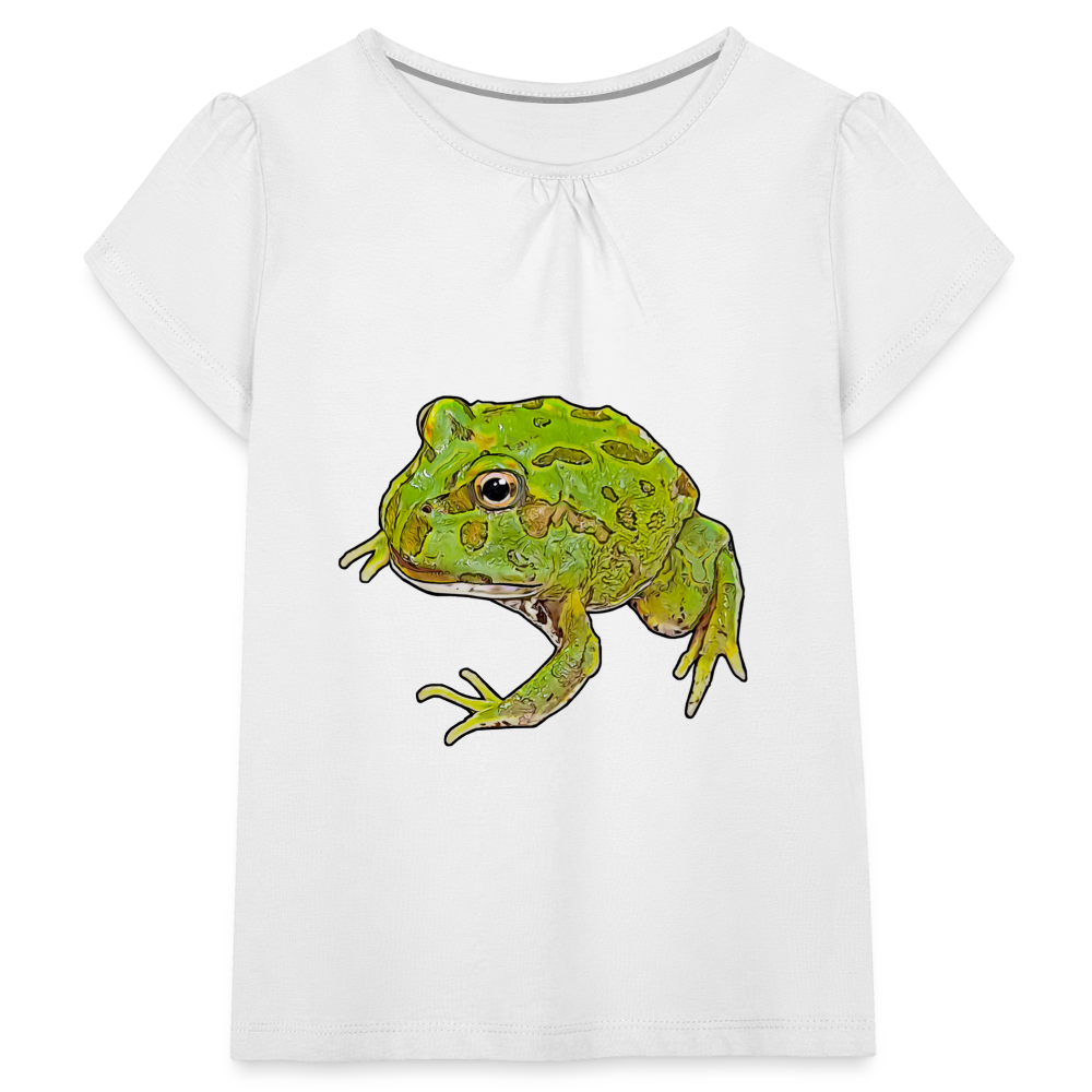 Mädchen-T-Shirt mit Raffungen Ceratophrys cranwelli Peppermint Blue - weiß