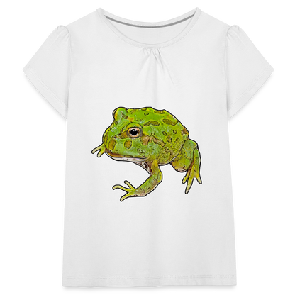 Mädchen-T-Shirt mit Raffungen Ceratophrys cranwelli Peppermint Blue - weiß
