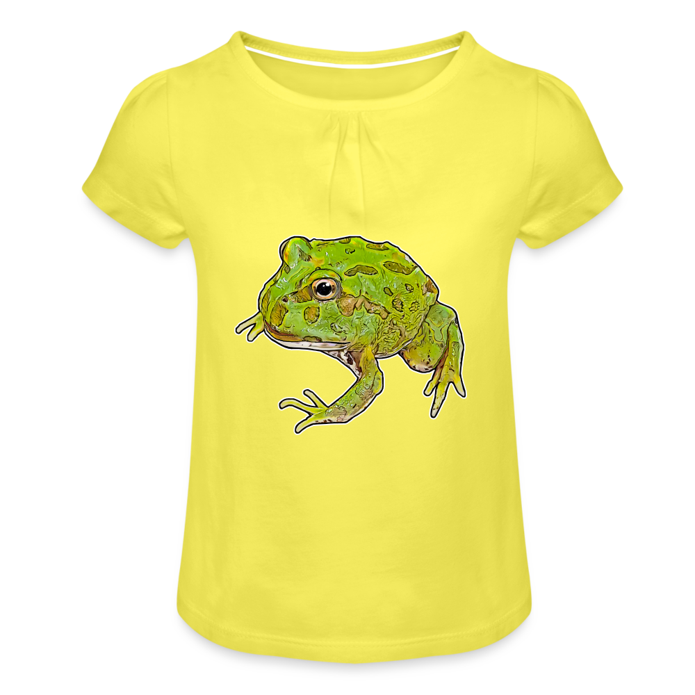 Mädchen-T-Shirt mit Raffungen Ceratophrys cranwelli Peppermint Blue - Gelb
