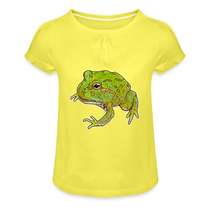Mädchen-T-Shirt mit Raffungen Ceratophrys cranwelli Peppermint Blue - Gelb