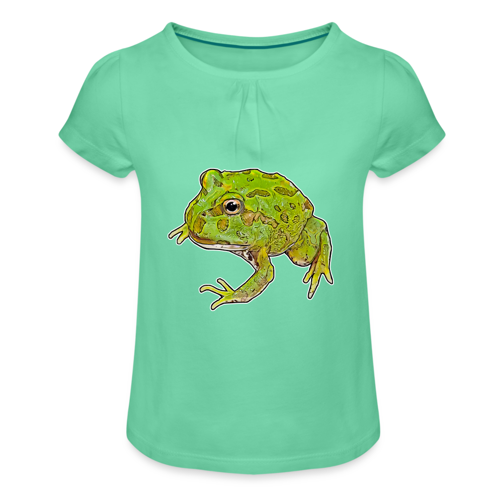Mädchen-T-Shirt mit Raffungen Ceratophrys cranwelli Peppermint Blue - Mintgrün