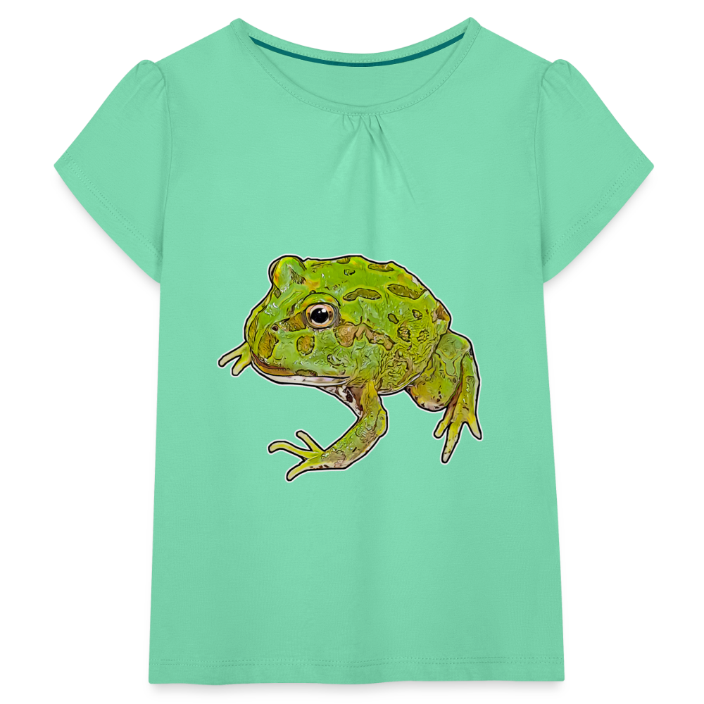 Mädchen-T-Shirt mit Raffungen Ceratophrys cranwelli Peppermint Blue - Mintgrün