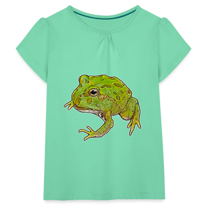 Mädchen-T-Shirt mit Raffungen Ceratophrys cranwelli Peppermint Blue - Mintgrün