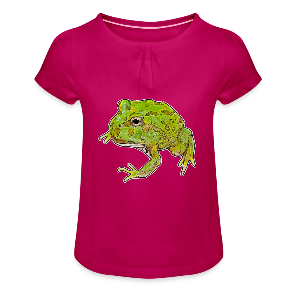 Mädchen-T-Shirt mit Raffungen Ceratophrys cranwelli Peppermint Blue - Fuchsia