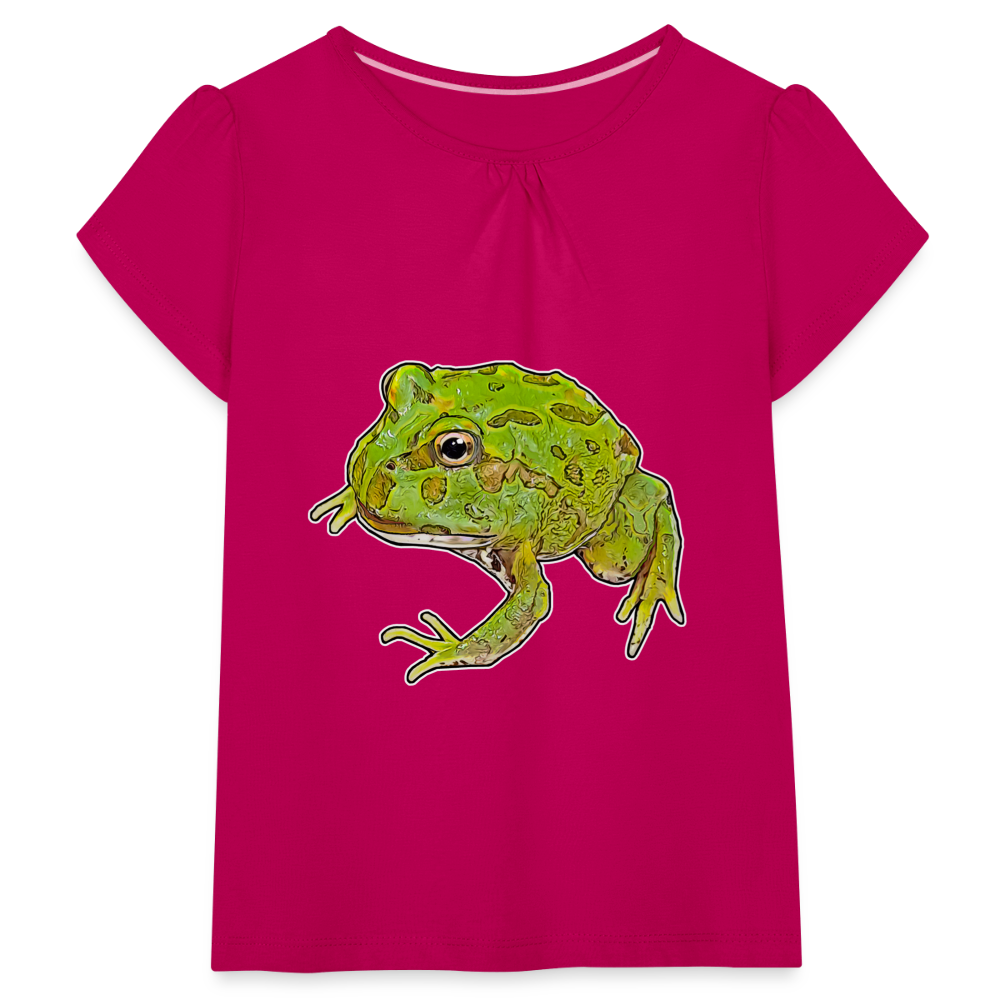 Mädchen-T-Shirt mit Raffungen Ceratophrys cranwelli Peppermint Blue - Fuchsia
