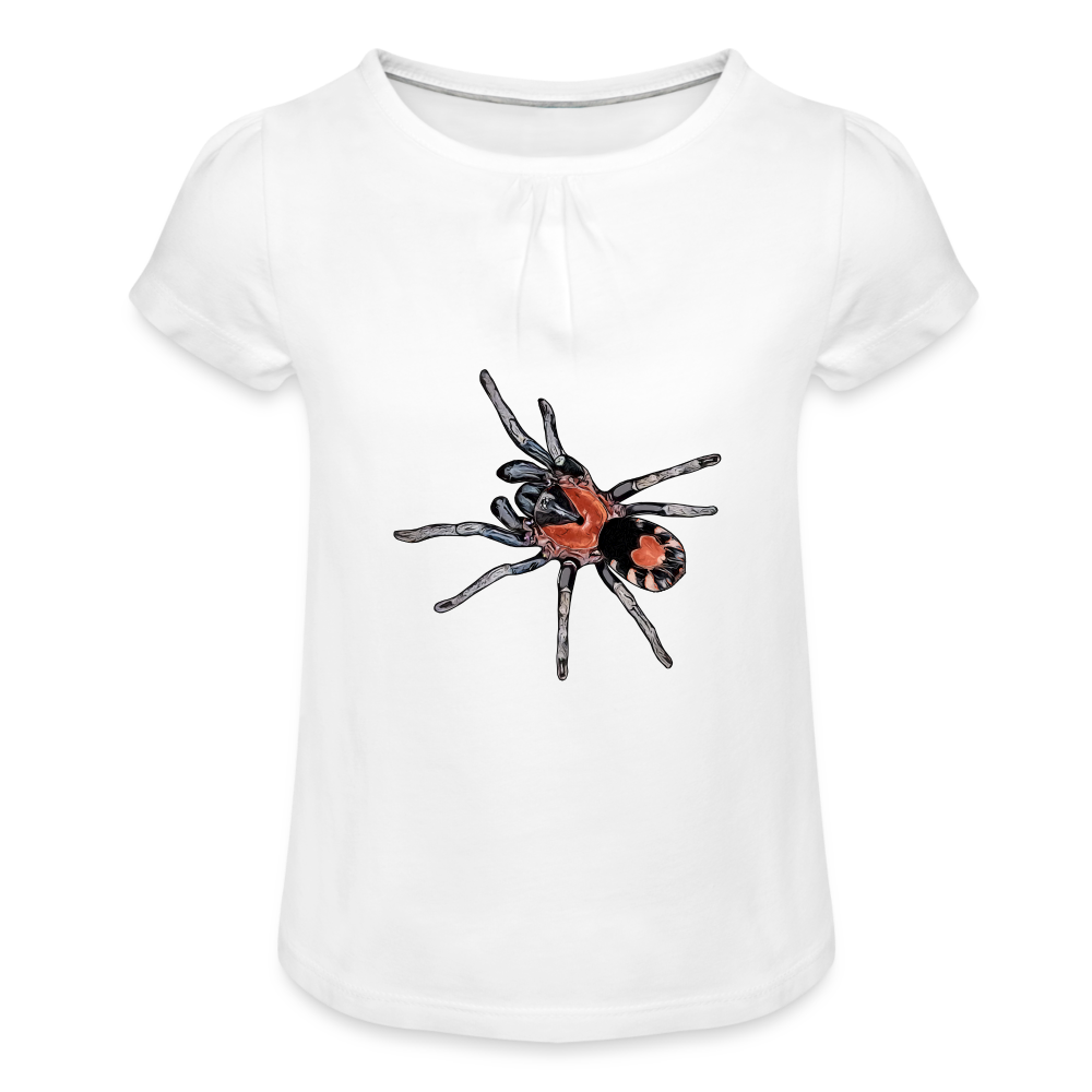 Mädchen-T-Shirt mit Raffungen Cyriocosmus elegans - weiß