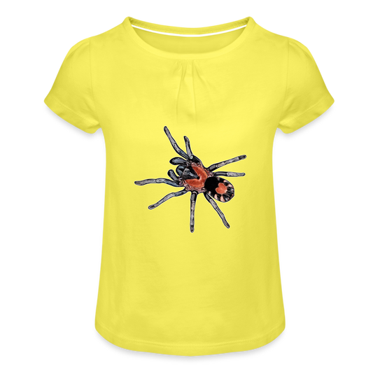 Mädchen-T-Shirt mit Raffungen Cyriocosmus elegans - Gelb