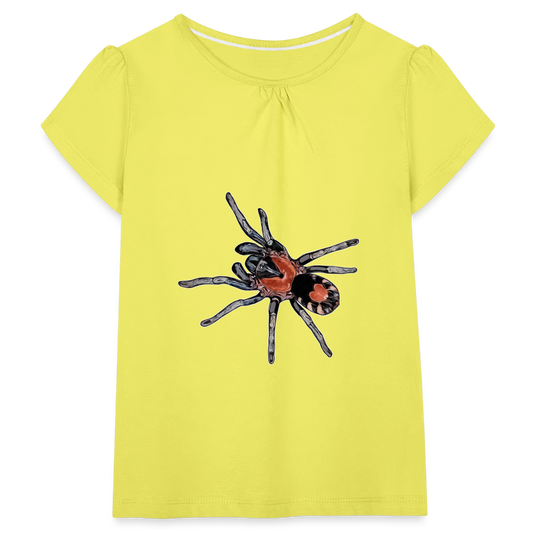 Mädchen-T-Shirt mit Raffungen Cyriocosmus elegans - Gelb