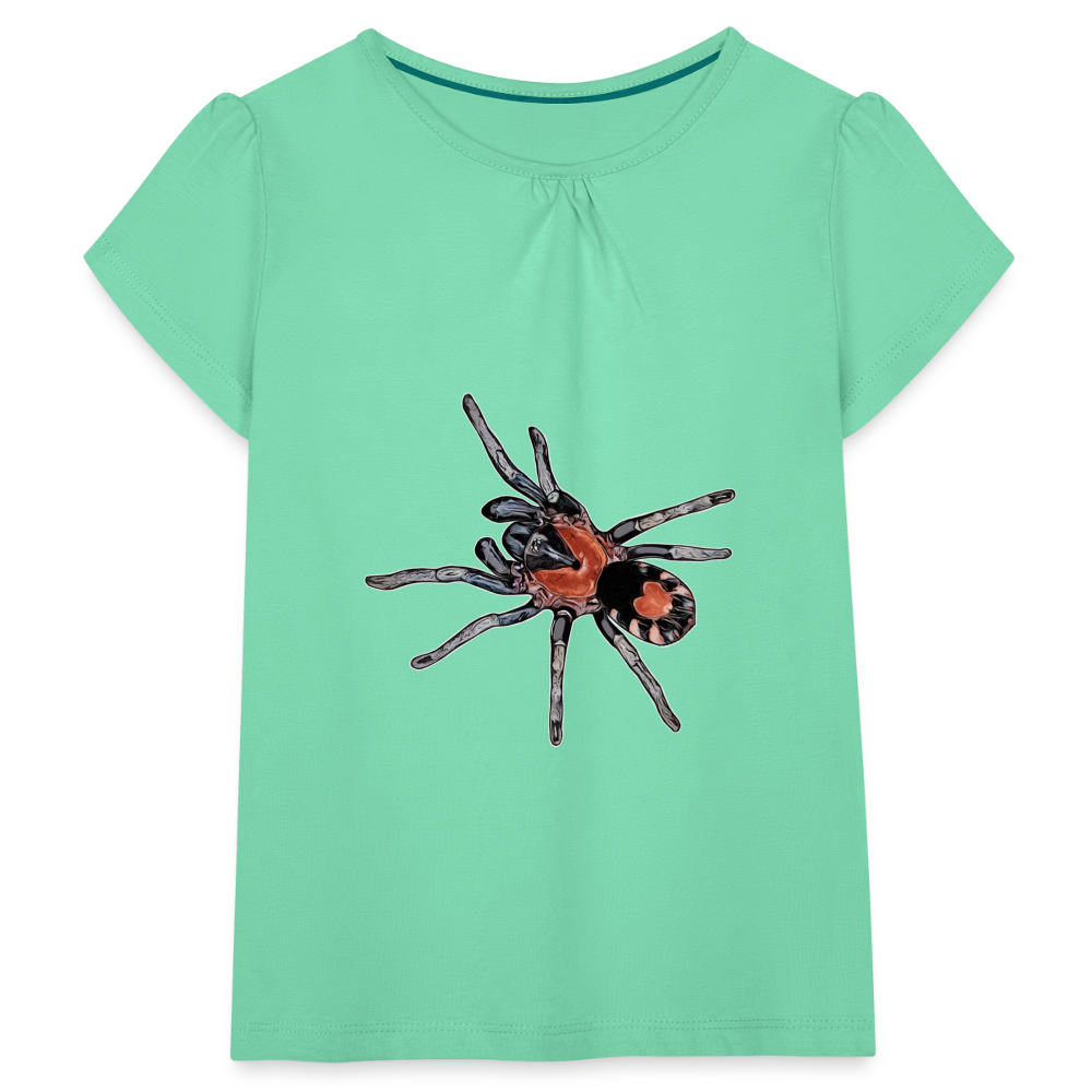 Mädchen-T-Shirt mit Raffungen Cyriocosmus elegans - Mintgrün