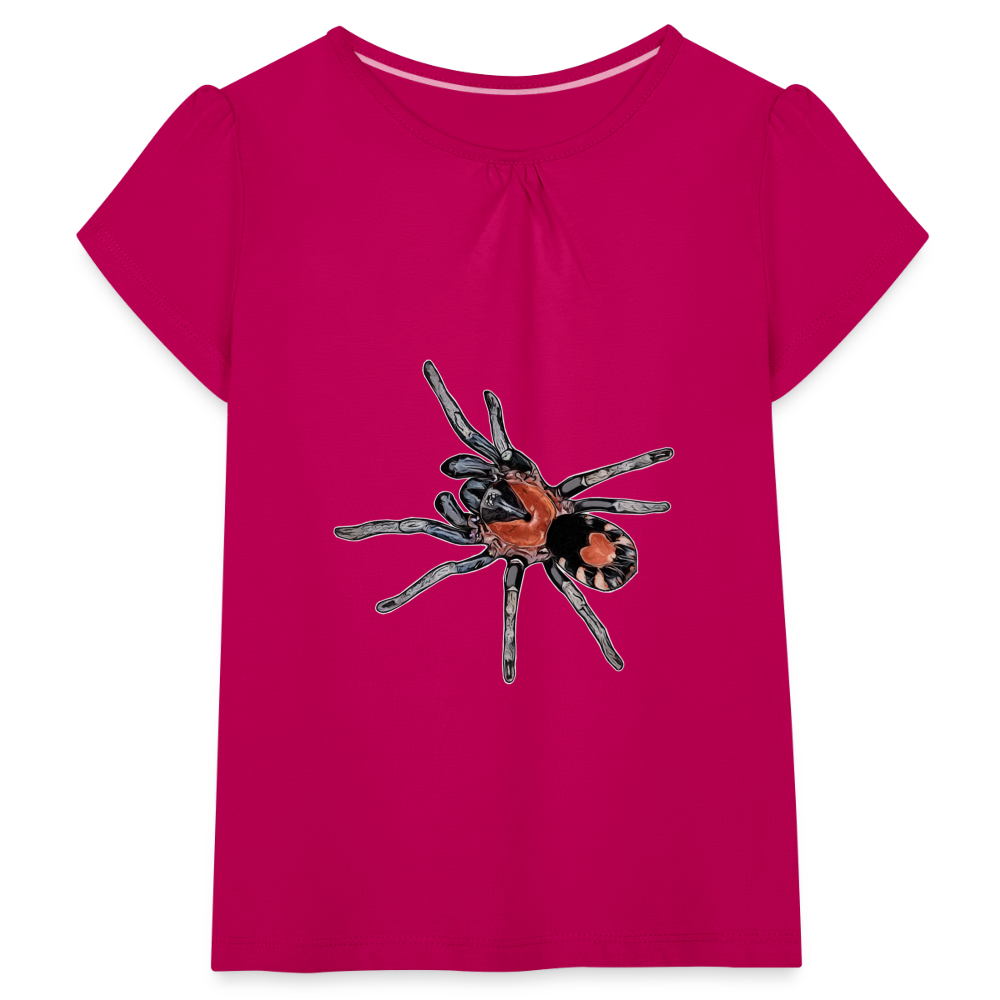Mädchen-T-Shirt mit Raffungen Cyriocosmus elegans - Fuchsia