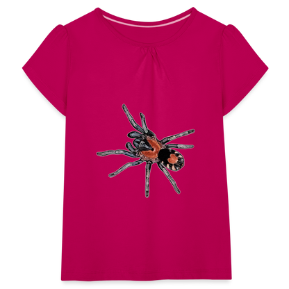Mädchen-T-Shirt mit Raffungen Cyriocosmus elegans - Fuchsia