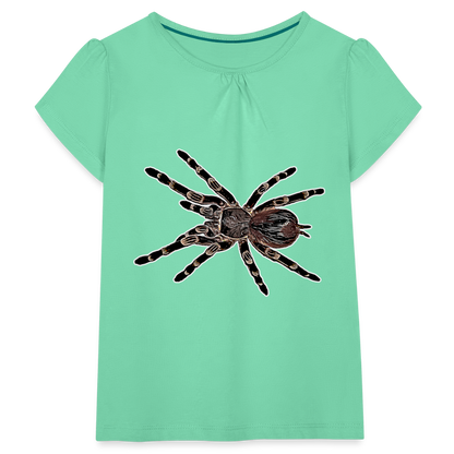 Mädchen-T-Shirt mit Raffungen Acanthoscurria geniculata - Mintgrün
