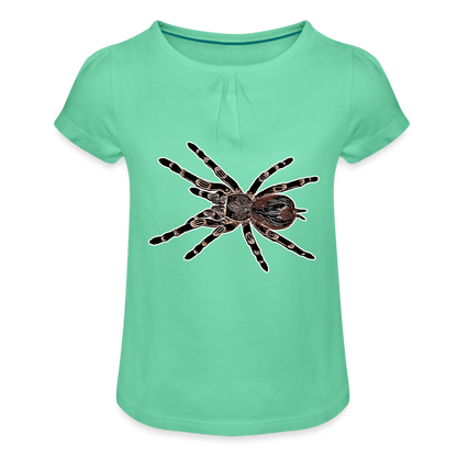 Mädchen-T-Shirt mit Raffungen Acanthoscurria geniculata - Mintgrün