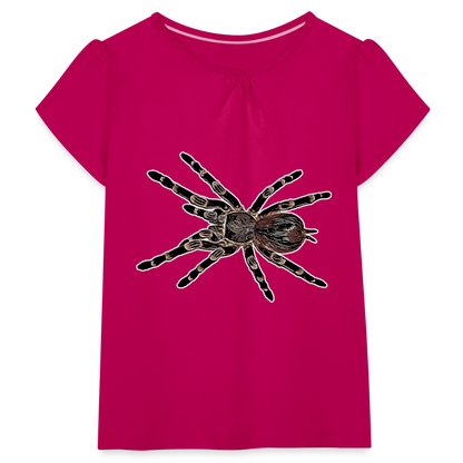 Mädchen-T-Shirt mit Raffungen Acanthoscurria geniculata - Fuchsia