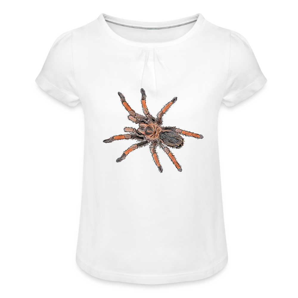 Mädchen-T-Shirt mit Raffungen Brachypelma emilia - weiß