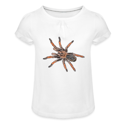 Mädchen-T-Shirt mit Raffungen Brachypelma emilia - weiß