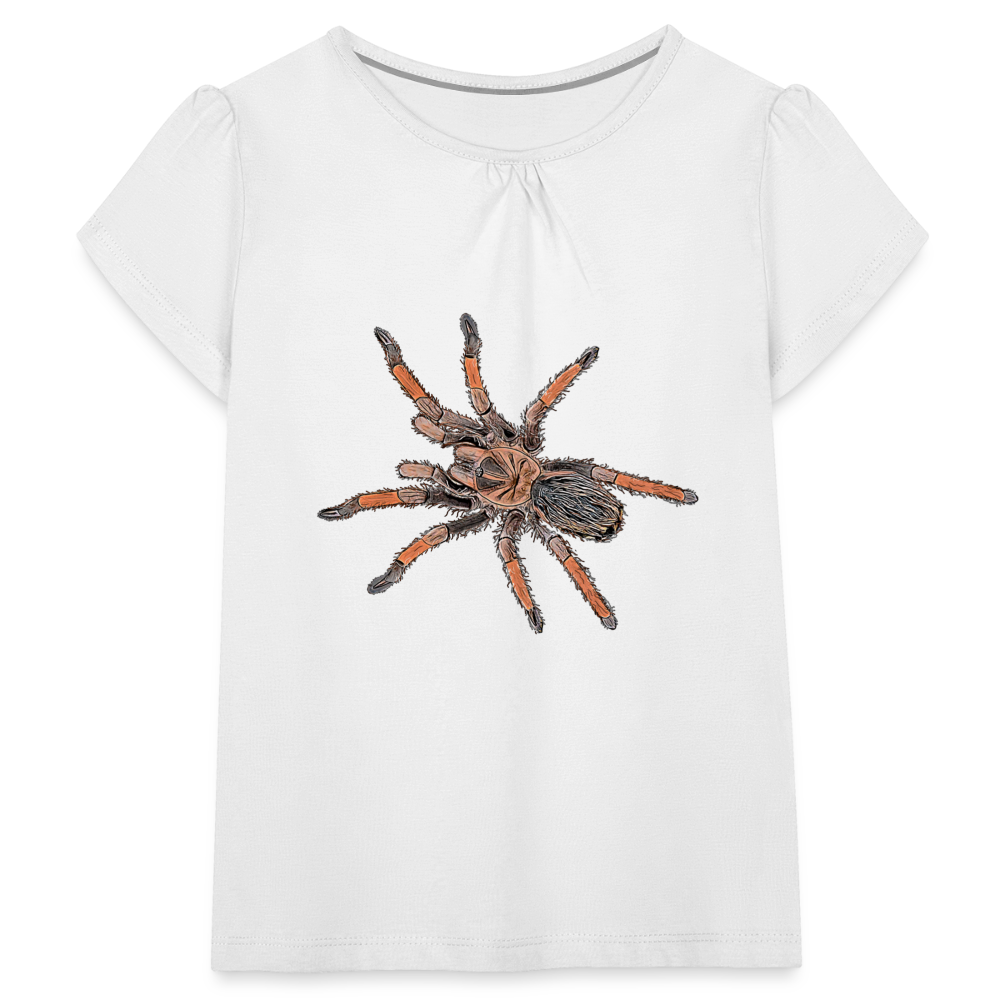 Mädchen-T-Shirt mit Raffungen Brachypelma emilia - weiß