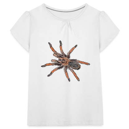 Mädchen-T-Shirt mit Raffungen Brachypelma emilia - weiß