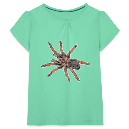 Mädchen-T-Shirt mit Raffungen Brachypelma emilia - Mintgrün