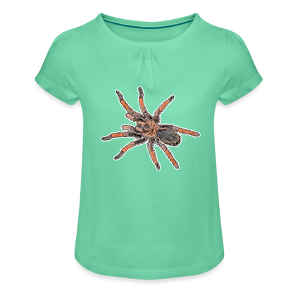 Mädchen-T-Shirt mit Raffungen Brachypelma emilia - Mintgrün