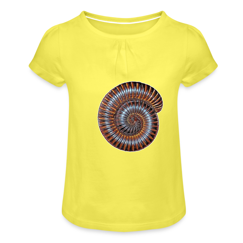 Mädchen-T-Shirt mit Raffungen Archispirostreptus gigas - Gelb