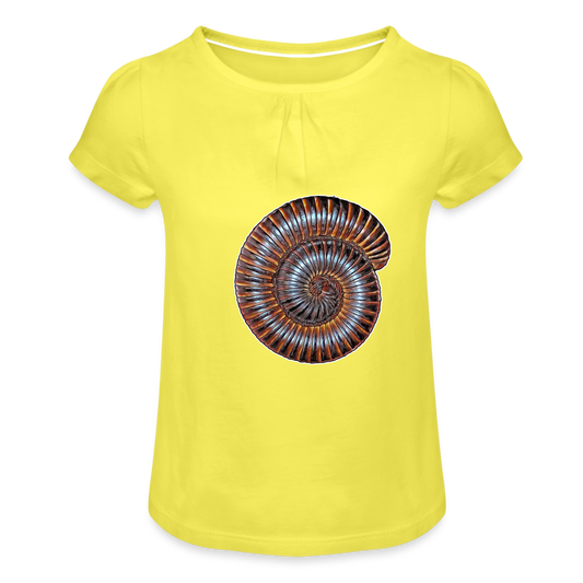 Mädchen-T-Shirt mit Raffungen Archispirostreptus gigas - Gelb