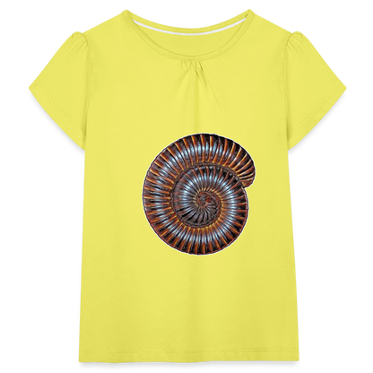 Mädchen-T-Shirt mit Raffungen Archispirostreptus gigas - Gelb