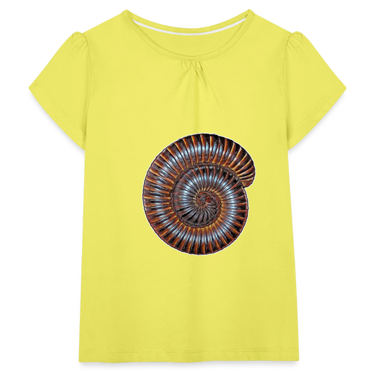 Mädchen-T-Shirt mit Raffungen Archispirostreptus gigas - Gelb